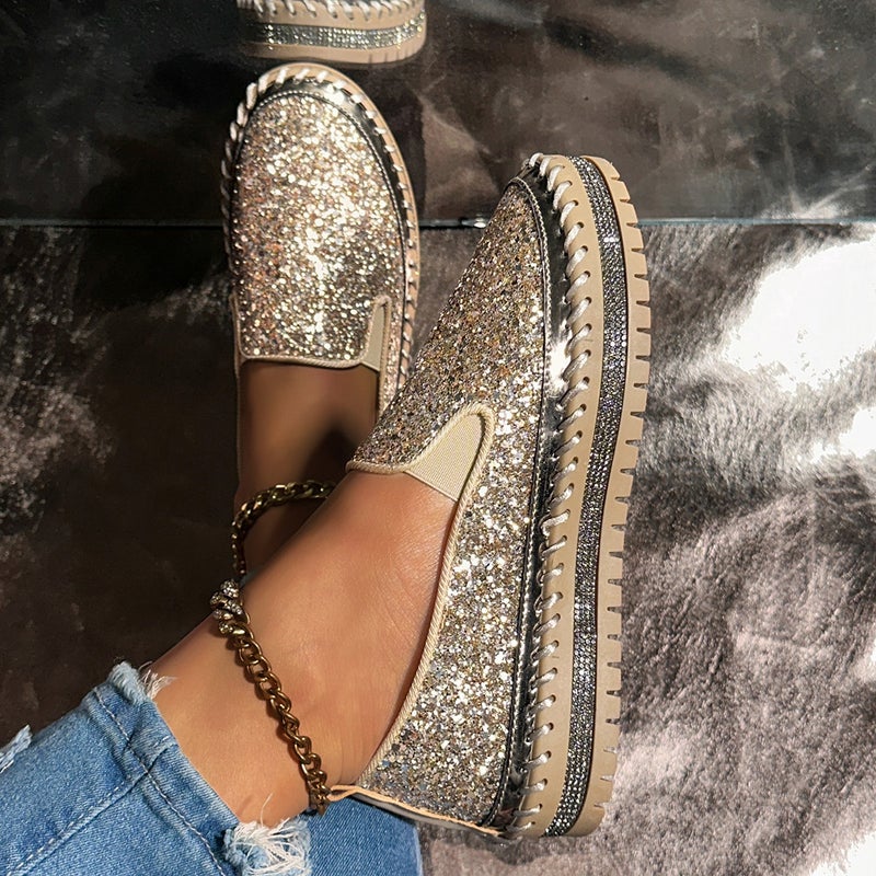 Spring Style Slip-On Platform Lazy Shoes Casual Sequins Rhinestone All-Match Plus Size Shoes - Image 5